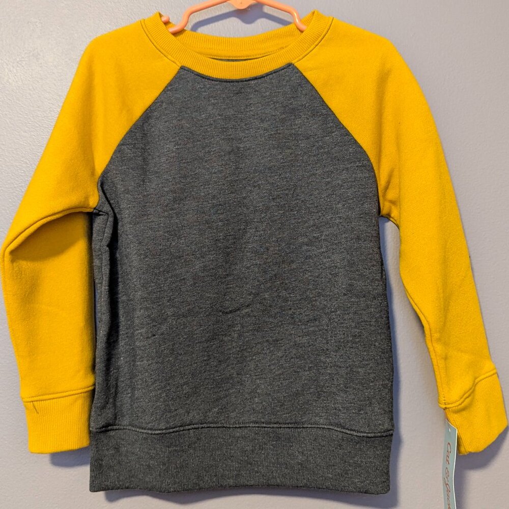 NWT Cat & Jack fleece long sleeved shirt - 4T, yellow & grey